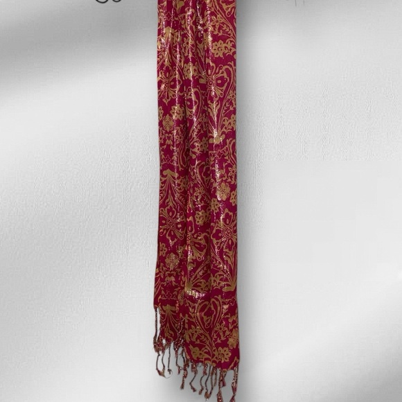 Karma Scarf Pink and Beige 
74” x 23” - Picture 3 of 6